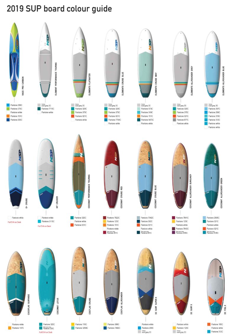 All-SUP-Pantone-Color-Chart2019 - NSP SurfBoards