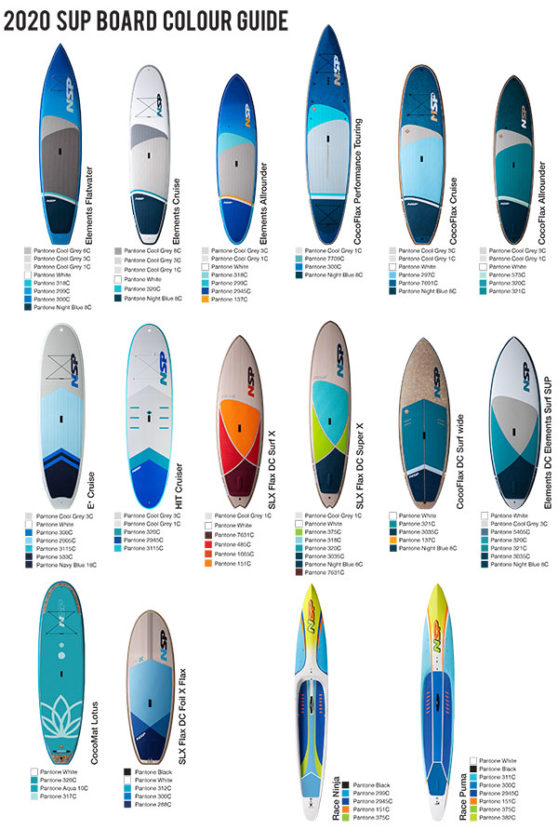 All-SUP-Pantone-Color-Chart2020 • NSP Surfboards