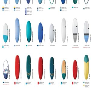 NSP board Pantone colour charts - NSP SurfBoards